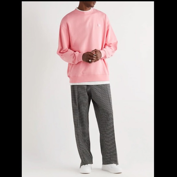 ACNE STUDIOS Forba Face Logo Pink Sweatshirt XS Oversized (Fits M) - Picture 1 of 8